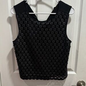 Trouve Black Textured Sleeveless Top
